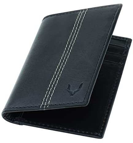 PELLE TORO Minifold Leather Credit Card Holder Wallet for Men, Thin RFID Blocking Contactless Card Protector, Handmade Minimalist Slim Mens Card Wallet in Mens Gift Box, Black Wallet