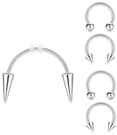 Crdifu Argento Faccina Piercing Gioielli 16G Tiger Vampire Denti Chiodo Bocca Piercing Zanne Anelli Cosplay Halloween
