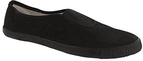 Black Shoes Unisex Adults Plimsolls Women's Pumps Sneakers Mens Casual Loafers - Black Gusset Size 5-38