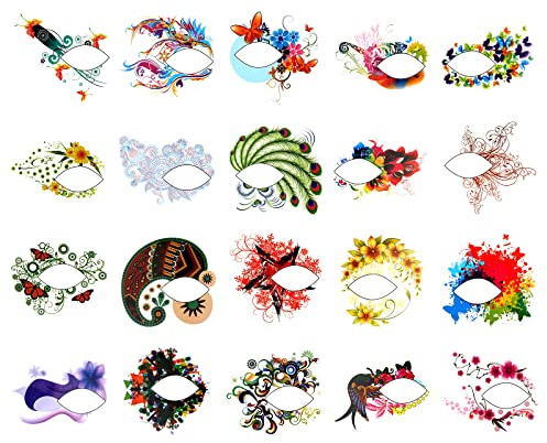 MWOOT 20 pezzi adesivi per tatuaggio occhi, tatuaggi temporanei per il viso, adesivi viso per la decorazione della festa in maschera Natale Halloween
