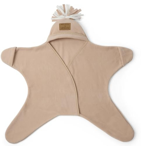 Clair de Lune Star Fleece Baby Wrap Blanket (0-6 Months) - Oatmeal