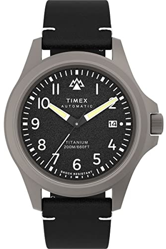 Timex Men's Expedition North Titanium Automatic 41mm Watch - Black Strap Black Dial Titanium Case