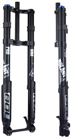 UIOPPOI Inverted Suspension Fork 26 27.5 29 Inch Downhill MTB Air Fork 5.0 Tire Fat Mountain Bike Double Shoulder Front Fork Travel 160mm Adjustable Rebound Manual Lockout