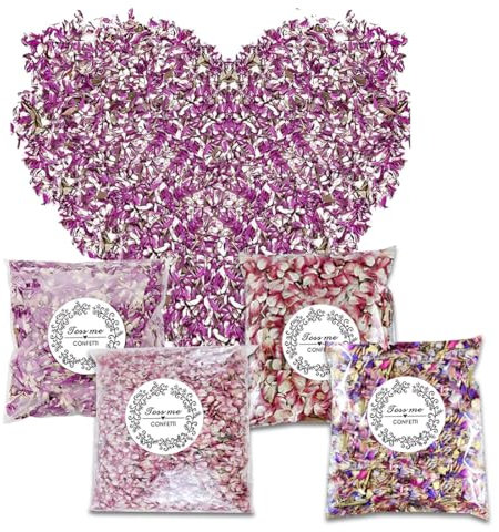4 Pcs Confettis de Mariage, Cônes De Confettis De Mariage, Confettis de Pétales de Rose Biodégradable, Naturels Jetant des Pétales de Fleurs Séchées pour Décoration de Fête de Mariage