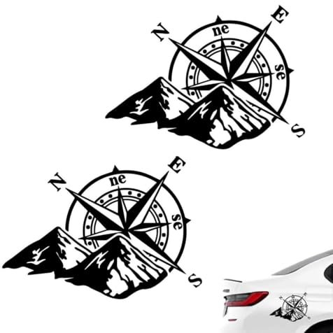 2 Pegatinas De Montaña, Brújula De Coche, Pegatinas De Capó, Off-Road, Para Coche, SUV, Caravanas, Motocicleta