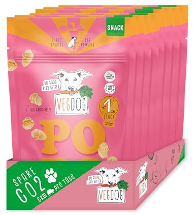 VEGDOG Pops hypoallergenes Hundepopcorn (10 x 20 g) | fettarmer und kalorienarmer Snack | Trainingssnack für Allergiker mit Kartoffel und Bierhefe