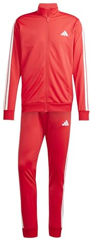adidas Herren SPORTSWEAR BASIC 3 STRIPES TRICOT TRACKSUIT, pure ruby/white, L