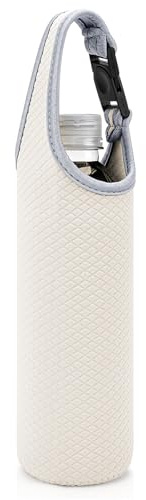 Linkidea Housse en néoprène pour bouteille d'eau compatible avec les bouteilles jetables Lifewtr 16,9/20 fl oz, Smartwater 16,9/20 fl oz (Blanc cassé)