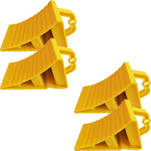 SUZAKURA Lot de 4 Cales de Roue en Plastique avec poignée pour Voiture, remorque, Caravane et Camping-Car
