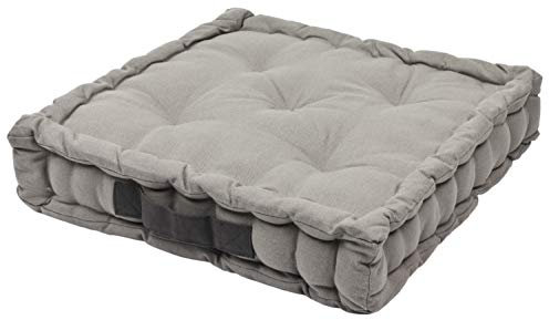 Alphadeco Sitzkissen Uni 40x40x6cm aus 100% Baumwolle - mehrere Farben - Stuhlkissen Sitzkissen Sitzauflage Eckbank (Hellgrau/Mausgrau)