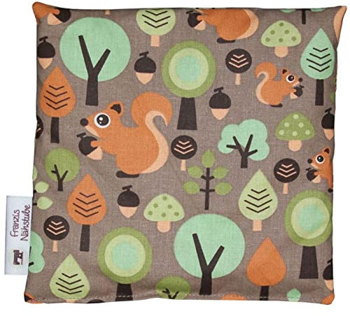 Franzis Nähstube 20x20cm Traubenkernkissen Wald braun in 100% Baumwolle I Körnerkissen Traubenkern 20x20 für Mikrowelle I Wärmekissen, Traubenkernkissen, Nackenwärmekissen