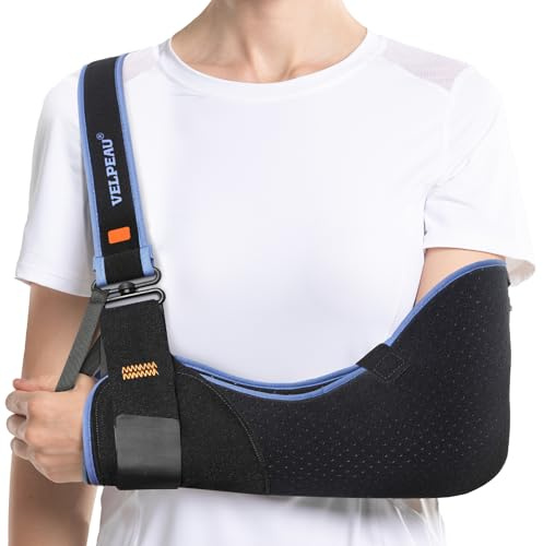 Velpeau Arm Sling Shoulder Immobilizer for Women and Men, fit Left or Right Arm - Rotator Cuff Support Brace - Medical Sling for Shoulder, Clavicle, Elbow Injury (Comfort type, Large: Bust 33.5″-41″)