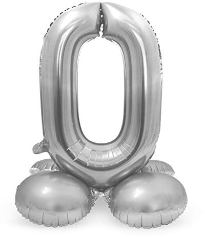 Folat - Folieballong med basnummer 0 Silverfärgad - 72 cm