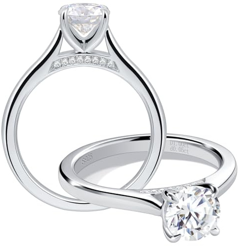 getlove 1 Carat Moissanite Engagement Ring for Women 925 Sterling Silver hypoallergenic Moissanite Wedding Band Solitaire Promise Rings for Her size 5.5