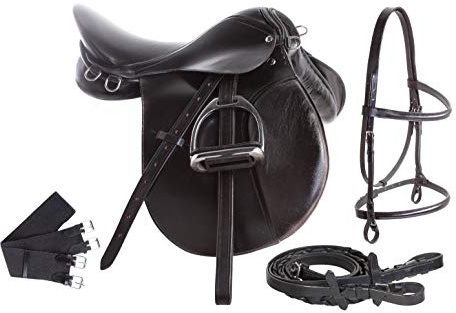 SHOWMEN CRAFT horse riding english saddle tack set leather leathers irons stirrups bridge REINS girth inch all purple show jumping trail equestrian starter pack