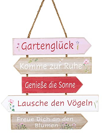 Hängeschild aus Holz (MDF) Gartenglück - Wegweiser durch Ihr Gartenglück