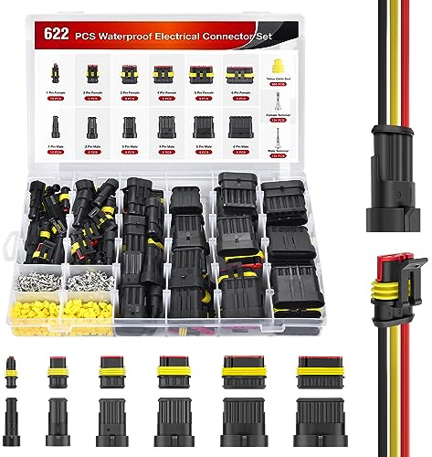 Nilight 622PCS 1 2 3 4 5 6 Pin Electrical Connector ‎Plug Male Female Terminal Wire Connectors Waterproof Quick Connect Set for Car Truck Motorcycle Marine Boat 43 Sets