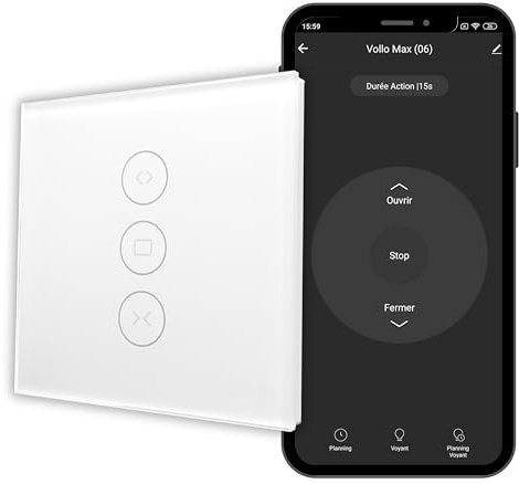 Konyks Vollo Max 3 Interrupteur connecté pour volets roulants - Installation facile, contrôle vocal avec Alexa, Google Home et Siri et à distance, programmation horaire,