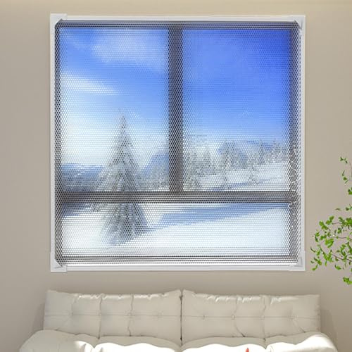 Magnética Translúcida Película Aislante para Ventana Protección contra el frío,Kit de Aislamiento de Ventana Resistente al viento,Insonorizada (120x155cm)
