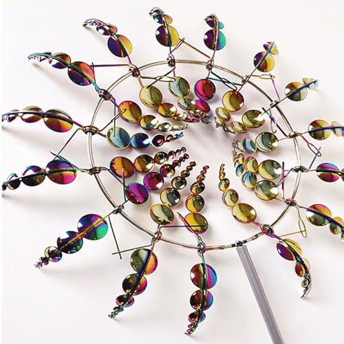 JTBDWOSK 3D Metall-Windmühle,Windbetriebene Kinetische Skulptur,Einzigartige Magische Rasen-Wind-Spinner für Hof und Garten Windfänger Außenterrassendekoration, Durchmesser: 32cm/12.6in,C
