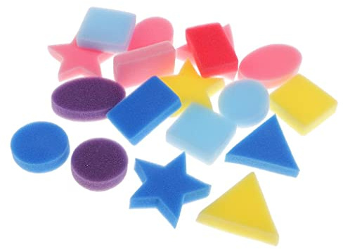 Nishiyuenyi 18pcs Juego de Esponjas de Pintura Geométrico Formas para Niños