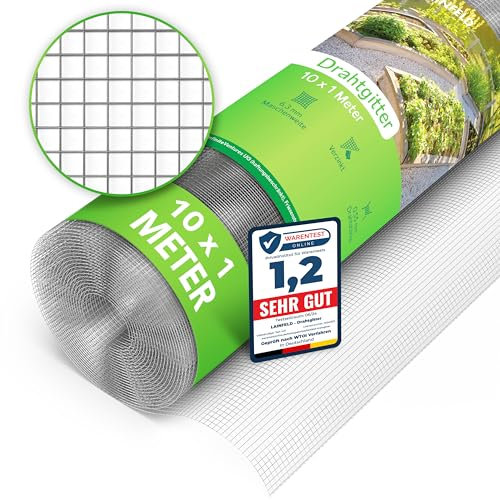 LAINFELD Rejilla de alambre de malla fina, 10 x 1 m, rejilla para roedores altos con malla de 6,3 mm de ancho de malla, accesorio para bancal alto