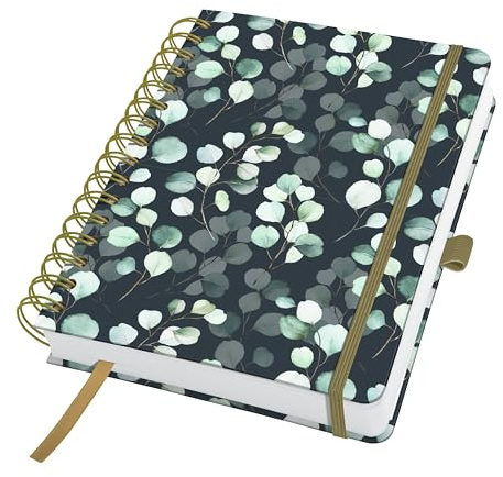 SIGEL JN657 Spiral-Notizbuch Jolie, Eucalyptus Night, ca. A5, dotted: 120 g/m², 240 S., FSC-zertifiziert, vegan