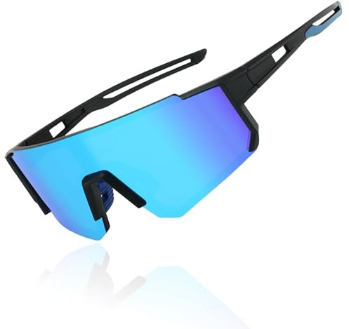 Lunettes de sport rapides pour homme et femme - Lunettes de soleil polarisées pour VTT, vélo de course, cyclisme, ski, vélo, course à pied avec lunettes de protection UV400 (bleues)
