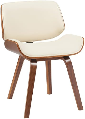 CLP Esszimmerstuhl Beverley Kunstleder, Polsterstuhl aus Holz, Küchenstuhl mit Rückenlehne, Sessel gepolstert, Farbe:walnuss/Creme