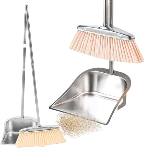 Set di scopa, manico lungo la polvere, strumento di pulizia del pavimento in acciaio inossidabile per soggiorno camera da letto cucina garage per bagno ufficio patio patio ristorante studia proprietar