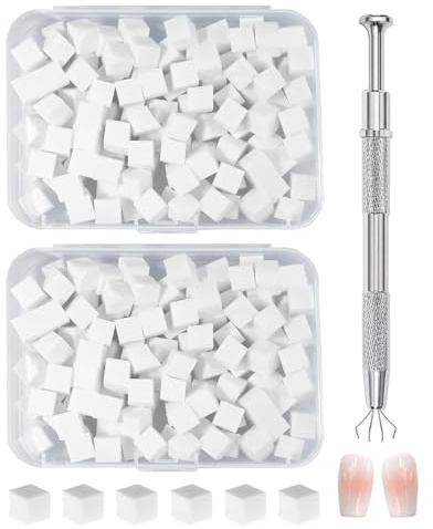 FUGLUS 200 Pezzi Spugna per Nail Art, Strumenti per il Rendering Delle Unghie con Pinza Metallica, Pennello per Baby Boomer, Usato per Creare una Varietà di Modelli di Nail Art Sfumati