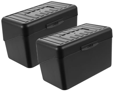 WRITWAA Porta Biglietti da Visita 2 Pezzi in PP Nero Scatola Organizer da Tavolo per Schede di Registrazione Clienti Resistente e Capiente per Ufficio Cliniche e Viaggi