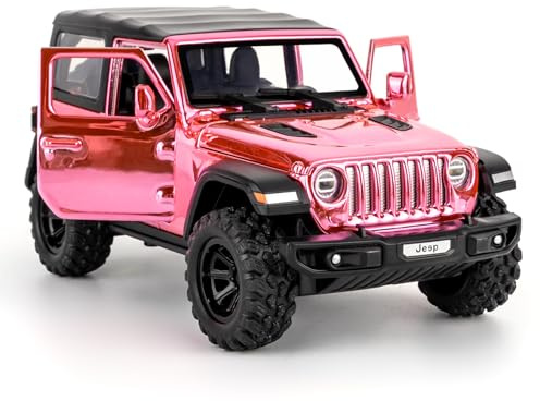 TGRCM-CZ 1:24 Scale Wrangler Toy Model Car with Sound & Light, Off-Road Vehicle with Pull Back Function & Openable Doors - Realistic Details for Collectors & Gifts Yellow