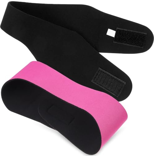 Abaodam Lot de 2 Bandeaux d'oreilles de Natation Garçon et Filles, Taille Moyenne, Couleurs Noir et Rose, Protection Auditive Étanche, Bandeaux de Sport Confortables et Ajustables