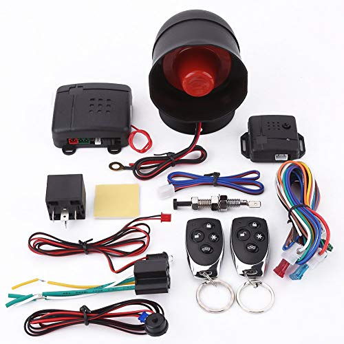 Qiilu Car Security Alarm System with Shock Sensor, Universal Car Alarm Security System Keyless Entry with 2 Remote Controls