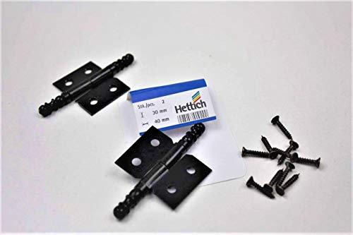 Hettich Möbelband mit Zierkopf rechts, Stahl schwarz, 30 x 40 mm, 2 Stück, 9100433