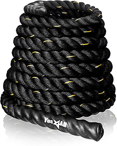 Yes4AllAll EJ7F Corda da combattimento, 38 mm - 15 m Corda da allenamento, corda da esercitazione 38 mm/50 mm di diametro in Poly Dacron lunghezza 9m/12m/15m