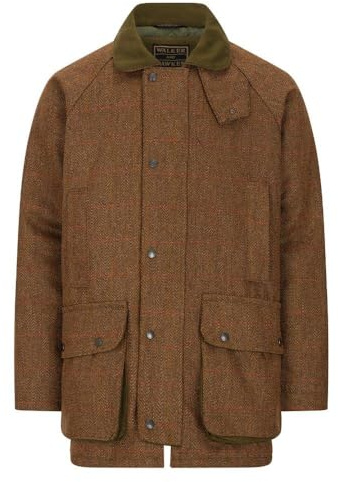 WALKER AND HAWKES - Herr grön salvia hållbar Derby Tweed Barlaston jakt skytte vattentät jacka, Brun tweed, 5XL