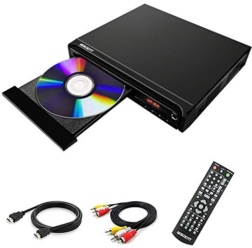 WISCENT Compact DVD Player for TV, Multi-Region Free, with HDMI/RCA/USB/MIC,Full HD Picture Quality,Anti-Skip,CD/DVD Player for Smart TV(not Blu-ray Player)