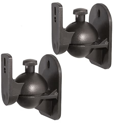 ARLI 2 x supporto da parete per altoparlante, colore nero, universale, supporto da parete, flessibile, inclinabile, girevole fino a 3,5 kg, montaggio a soffitto + montaggio a parete