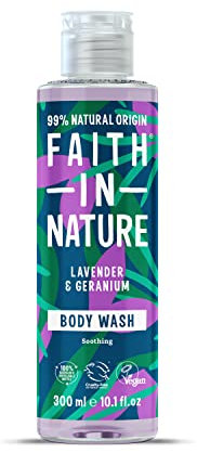 Faith In Nature 300 ml Natural Lavender and Geranium Body Wash, Nourishing, Vegan and Cruelty Free, No SLS or Parabens