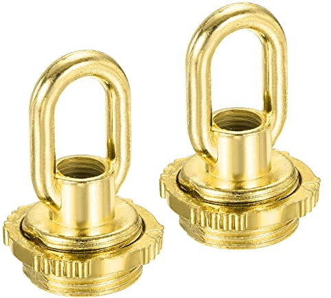 MECCANIXITY Eye Nut 25kg Max Load 30x44mm M10 Thread Ring Shape Female Loop for Hanging Lamp Chandelier, Gold Tone Pack of 2