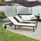 PURPLE LEAF Lot de 2 Chaises Longues de Jardin avec Table, Bain De Soleil Lot Aluminium de 2 roulettes, Transat Piscine Charge Maximal 150 kg, Transat Jardin Extérieur, Beige
