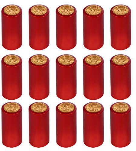 Toddmomy Lot de 100 capsules thermorétractables en PVC, Vin Rouge Mat Thermorétractable Capsules Bouteille Vin Bouchons Thermorétractables Vin Bouchons pour Caves et usage domestique
