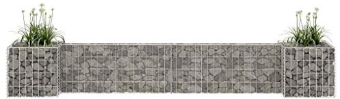 Yolola Gabion Wall Raised Bed Planter Gabion Wall Gabion Basket Pots Walls Flowers Stand Outdoor Grow Box Gabion Raised Bed with Covers Galvanised Steel 260x40x40 cm