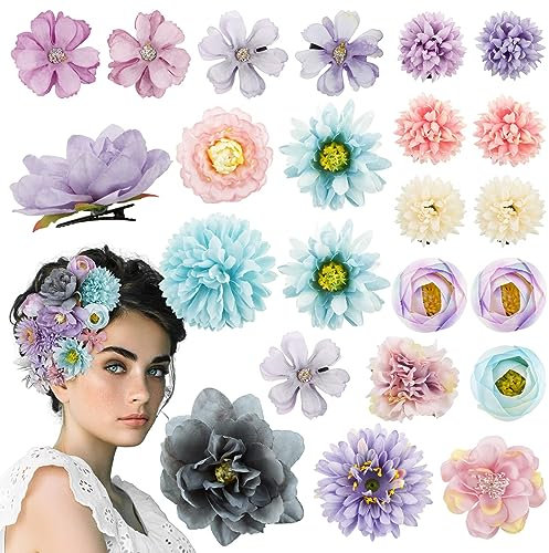BOFUNX 23 Stücke Blumen Haarspange Blumen Haarclips Mädchen Haarklammern Kinder Damen Haarschmuck Party Hochzeit