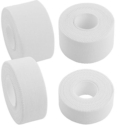 RAFIYU Tape Sport, 4 Rollen Sporttape Set(3.8cm x10m)(2.5cm x10m), Selbstklebend Leukotape, Tapeverband für Sport,Sportbandage,Hautfreundlich Fingertape, Medizinische Klebebänder mit Starker Klebkraft