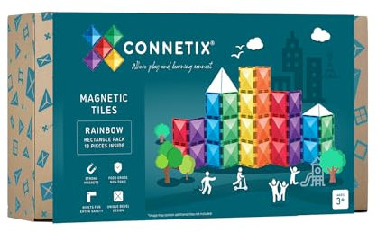 CONNETIX Magnetische Fliesen Regenbogen Rechteck Packen, 18 Stück