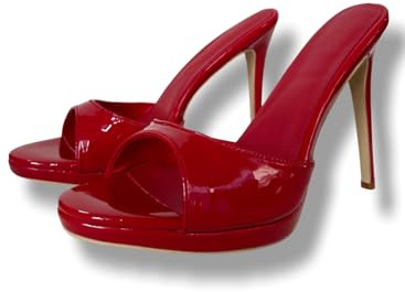 Frankie Hsu Sexy Damen Luxus Stiletto High Heels Pantoletten Rot Lack Slip On Stilvoll Große Größe US 5-19 Unisex Schuhe für Damen Herren, Rot/Ausflug, einfarbig (Getaway Solids), 50 EU