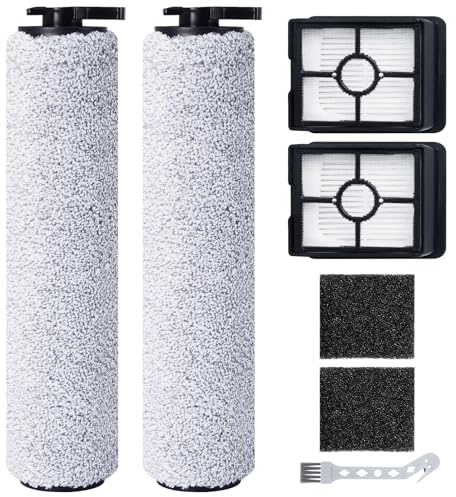 Rouleau de brosse de rechange et filtre HEPA pour BISSELL CrossWave HF3 Aspirateur Balai Laveur Sans Fil (3598N), 2 rouleaux de brosse + 2 filtres HEPA + 2 éponges filtrantes + 1 brosse de nettoyage